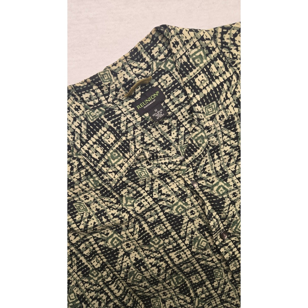Reunion Menswear‎ Medium Button Up Shirt Geometric Print Short Sleeve Casual